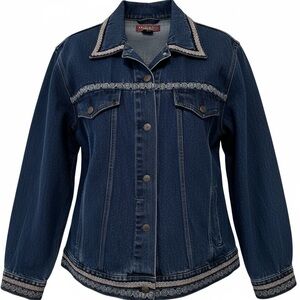 Denim & Co. 100% Cotton Denim Embroidered Trucker Jacket - Size 1X